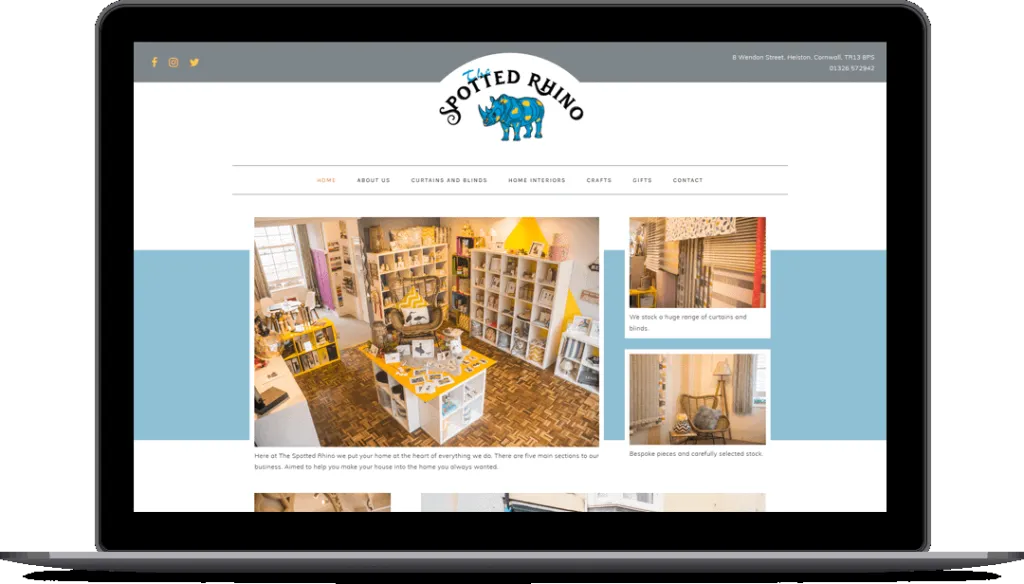 The Spotted Rhino website on desktop and mobile
